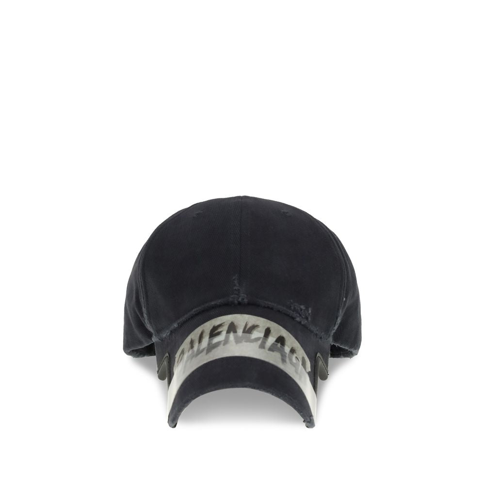 Balenciaga Black Masking Tape Cotton Baseball Cap