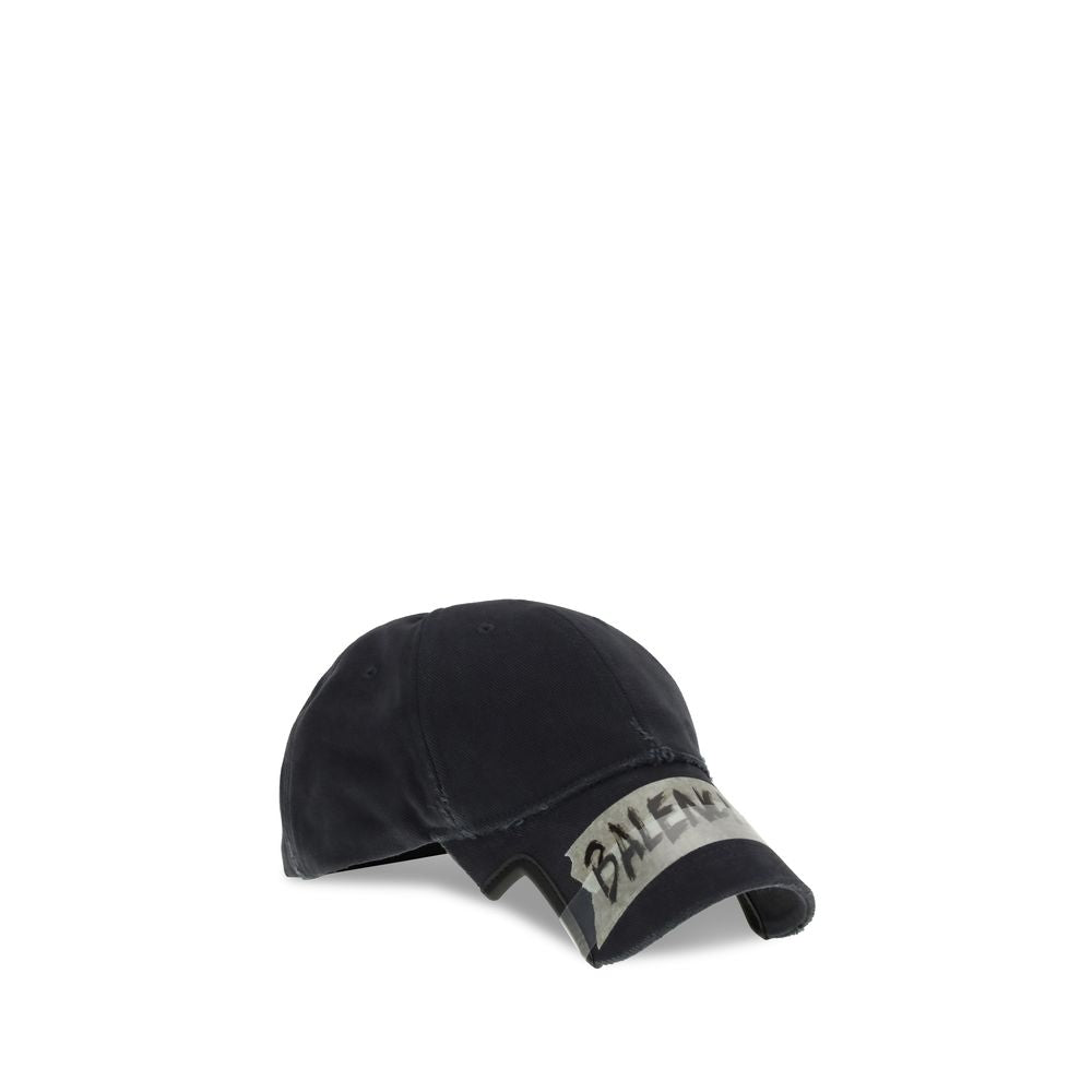Balenciaga Black Masking Tape Cotton Baseball Cap