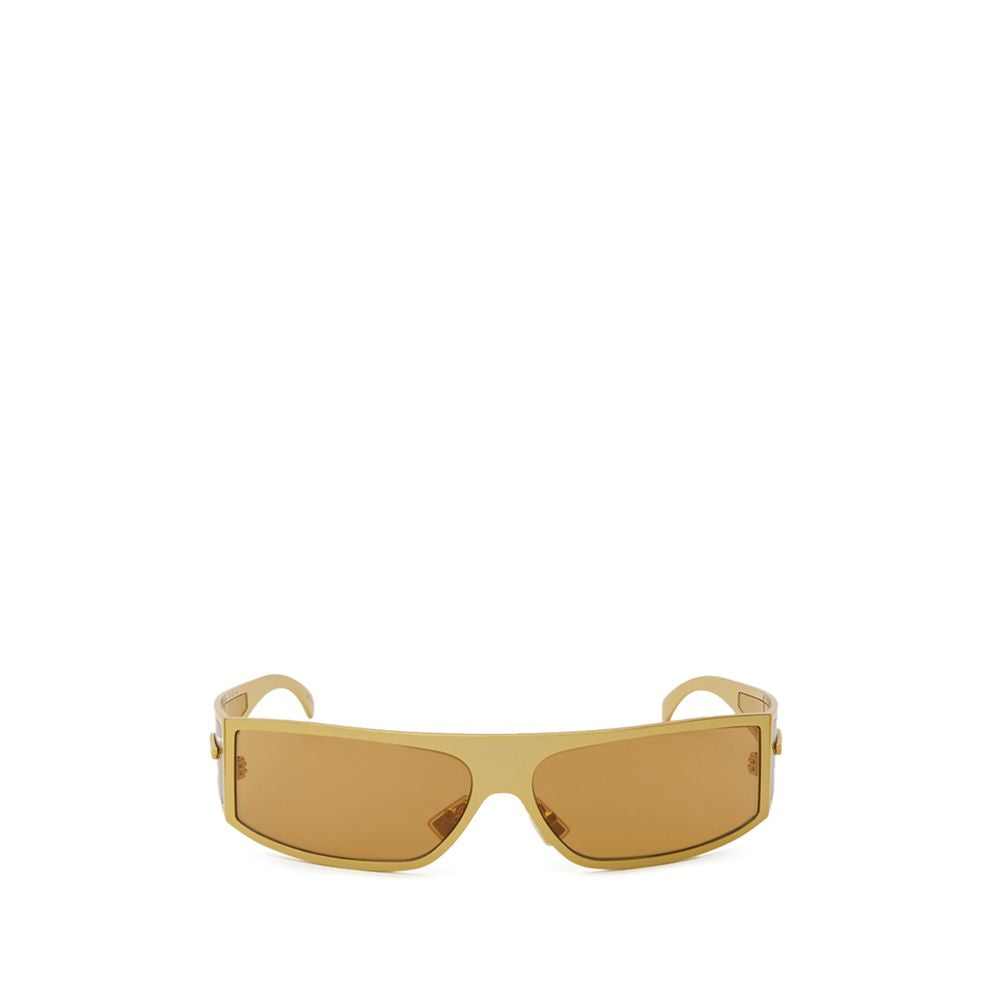 Bottega Veneta Gold Metal Wraparound Sunglasses