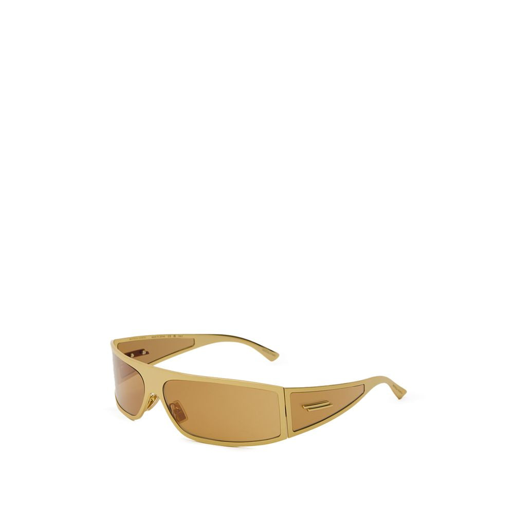 Bottega Veneta Gold Metal Wraparound Sunglasses